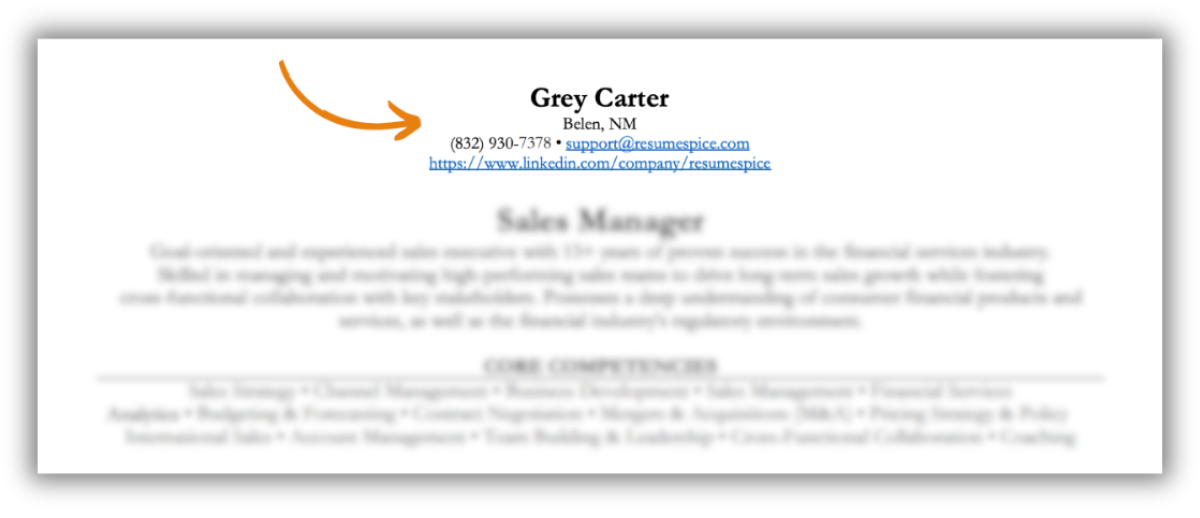 How to Write a Sales Resume (22) - Resumespice Laying out Your Contact Information on a Sales Resume